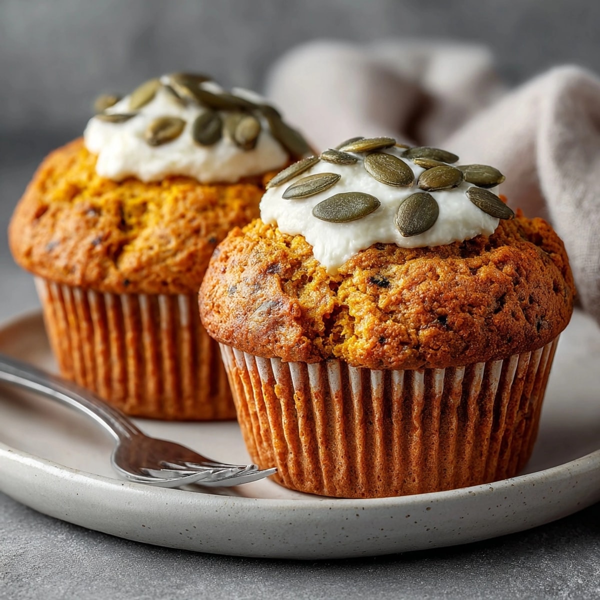 Pumpkin cream cheese muffins on a rustic cooling rack, perfect for a cozy fall breakfast.