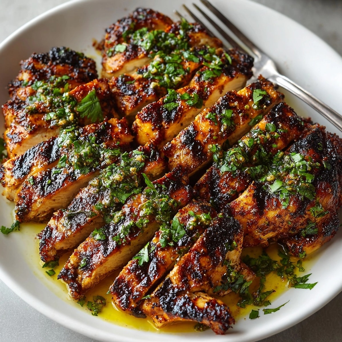 Juicy grilled chicken glazed with San Antonio Mexican marinade, garnished with bright cilantro.