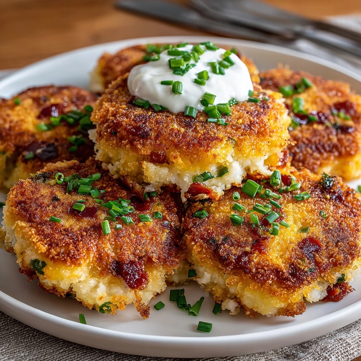 Golden, crispy Leftover Mashed Potato Patties sizzling in butter, ready for a weekend brunch.