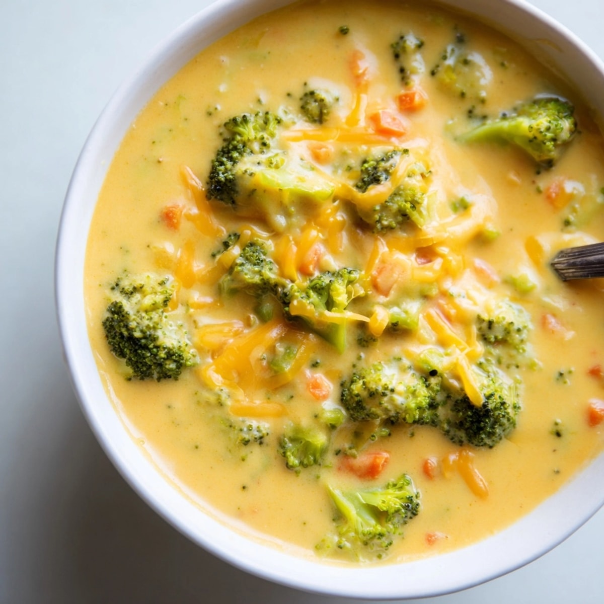 Creamy Instant Pot Broccoli Cheddar Soup, a comforting veggie-packed bowl with melted sharp cheddar.