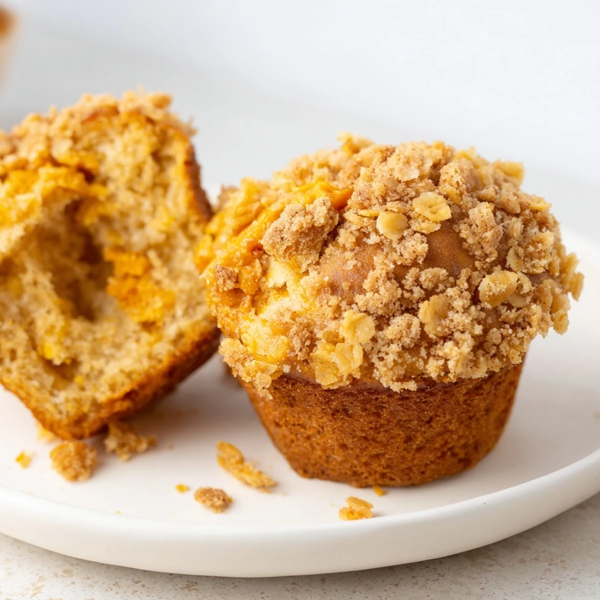 Delicious buttery pumpkin cornflake muffins, ideal for cozy autumn snacks or brunch.