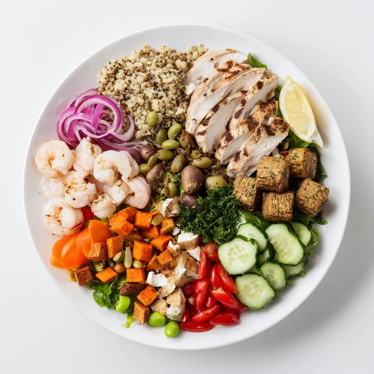 Create personalized meals with grilled chicken, tofu, fresh veggies, and tasty sauces.  