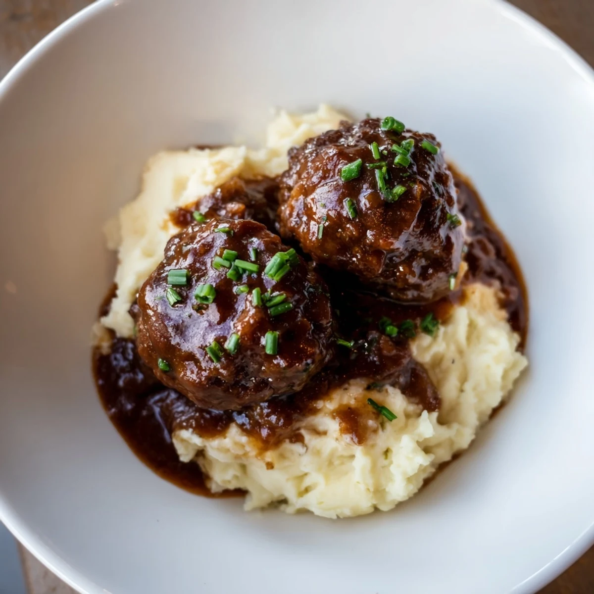 BBQ Meatballs Mashed Potatoes