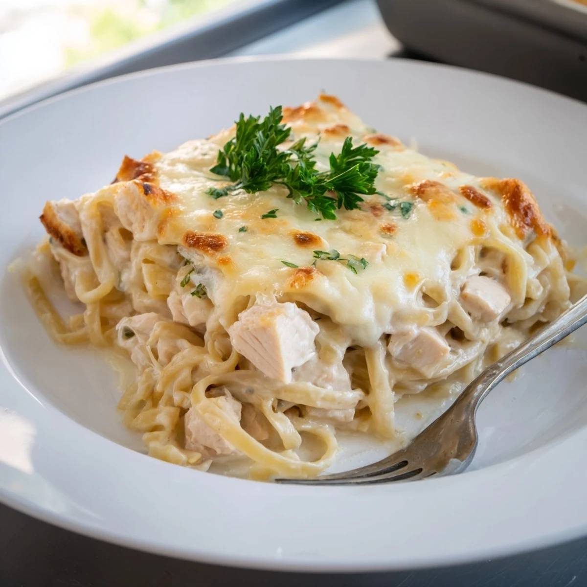Chicken Fettuccine Alfredo Bake