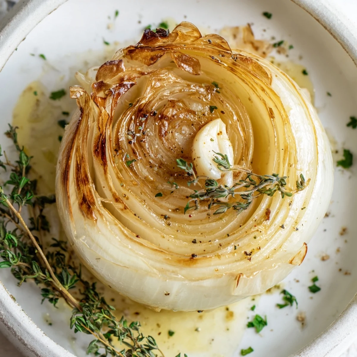 Steaming plate of Onion Boil, fragrant and savory, showcasing the melted butter sauce beautifully.