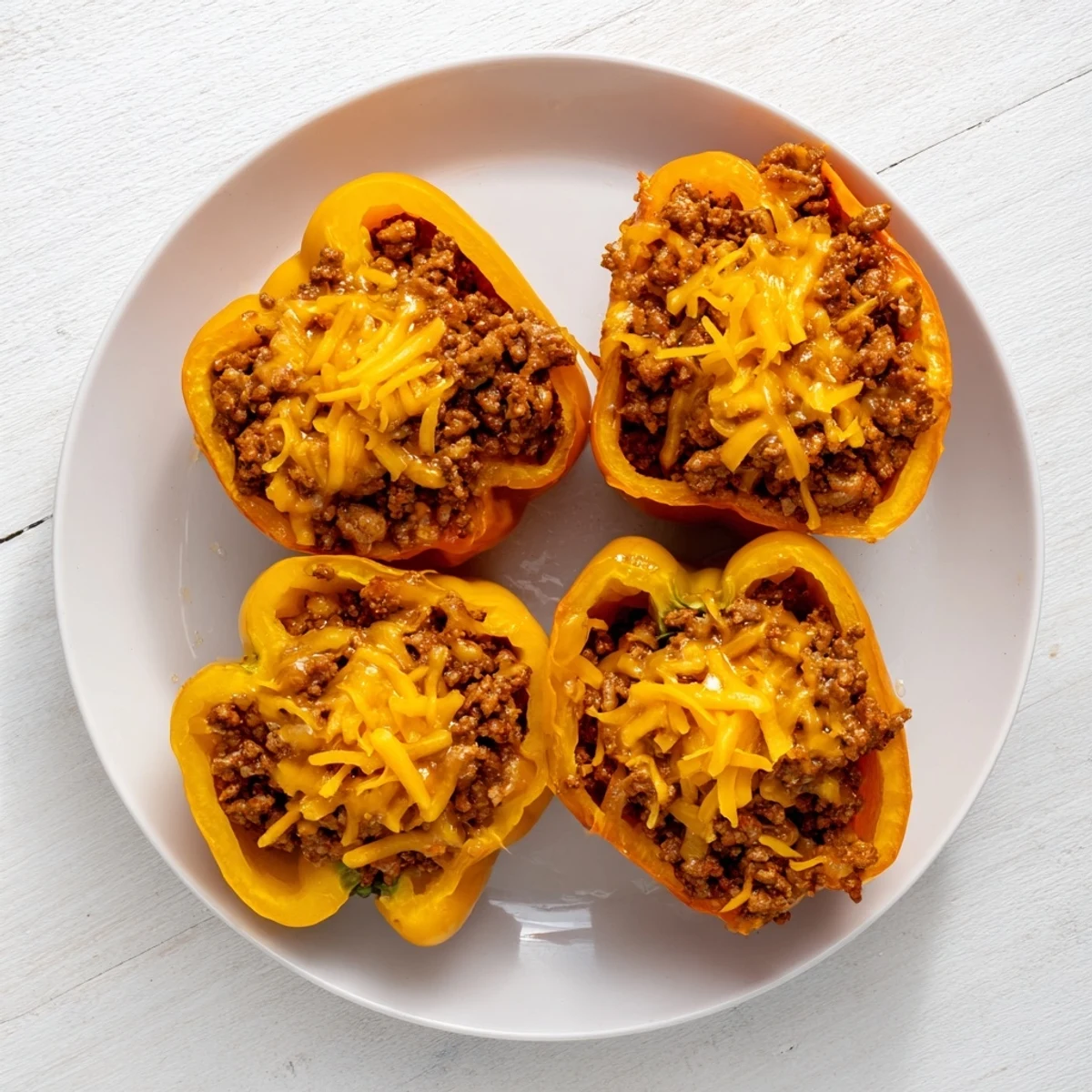 A close-up of hearty Sloppy Joe Stuffed Bell Peppers, a delicious family dinner, ready to serve and enjoy.