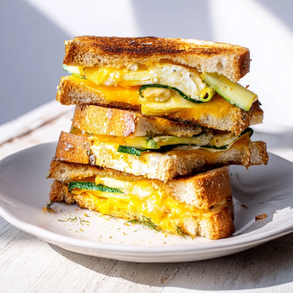 Buttery, toasted sourdough embracing a savory Gooey Pickle Grilled Cheese filling, the ultimate comfort snack.