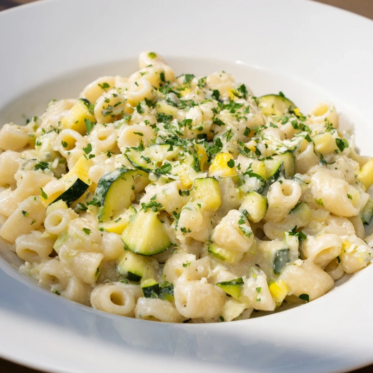 Steaming One-Pot Creamy Zucchini Ditalini with tender zucchini and creamy sauce, a perfect dinner!