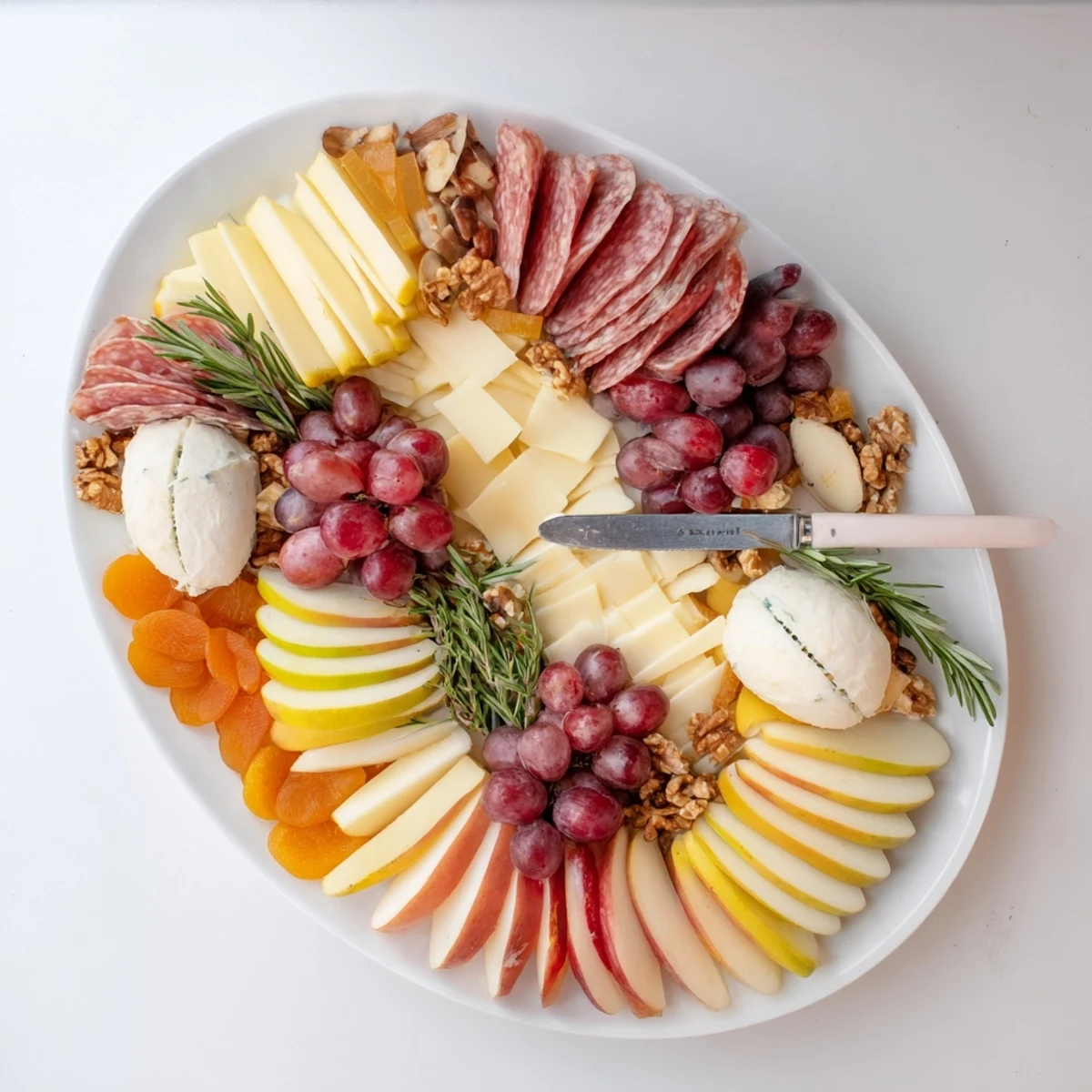 Vibrant rugby ball cheese board, a delicious spread featuring French cheeses with fruit and jam.