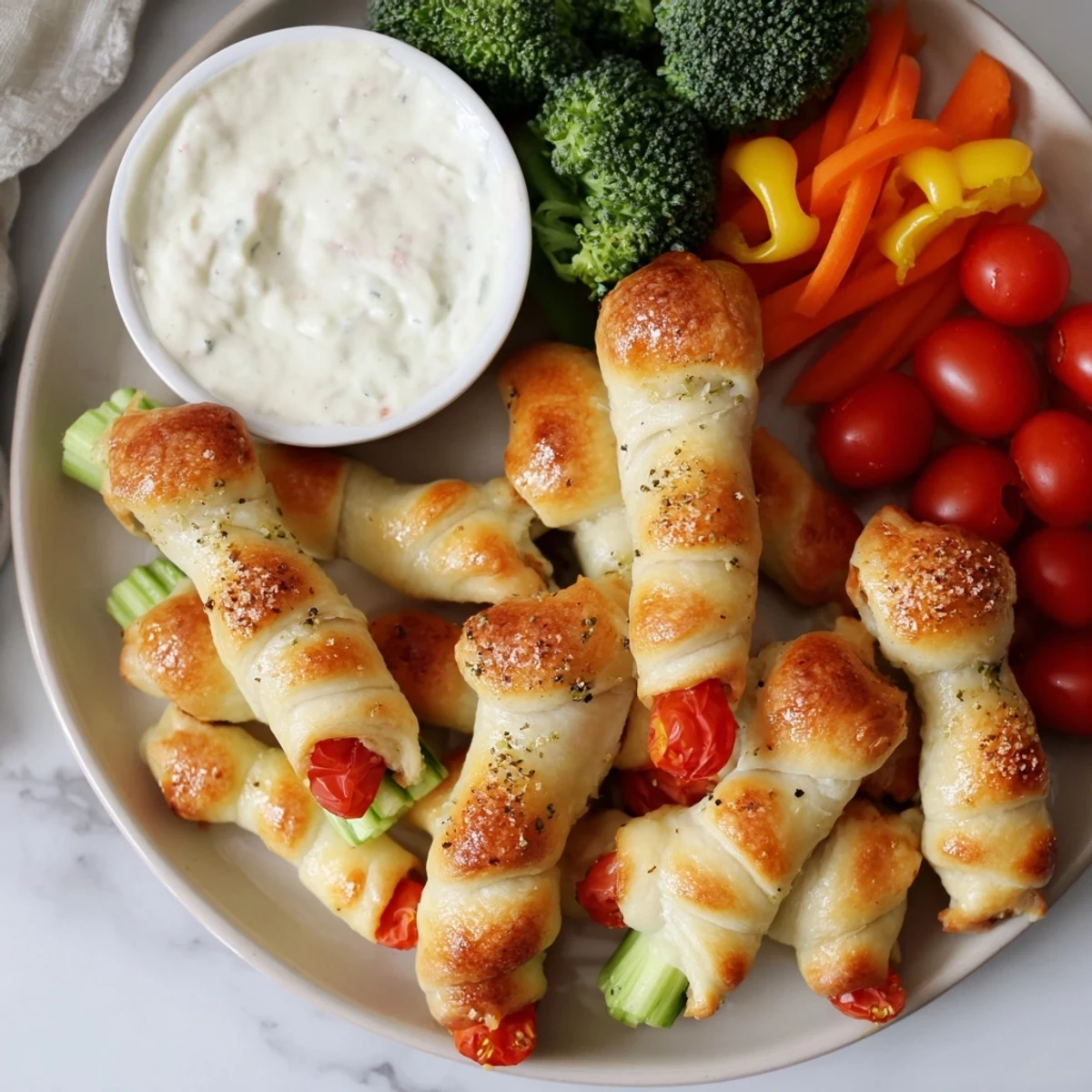 Enjoy this easy Dinosaur Bone Prehistoric Crudités, an imaginative and delightful appetizer, perfect for sharing.