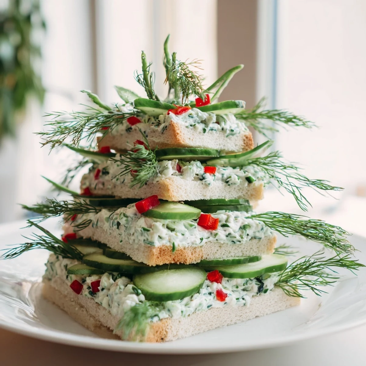 Cucumber Cream Cheese Tree