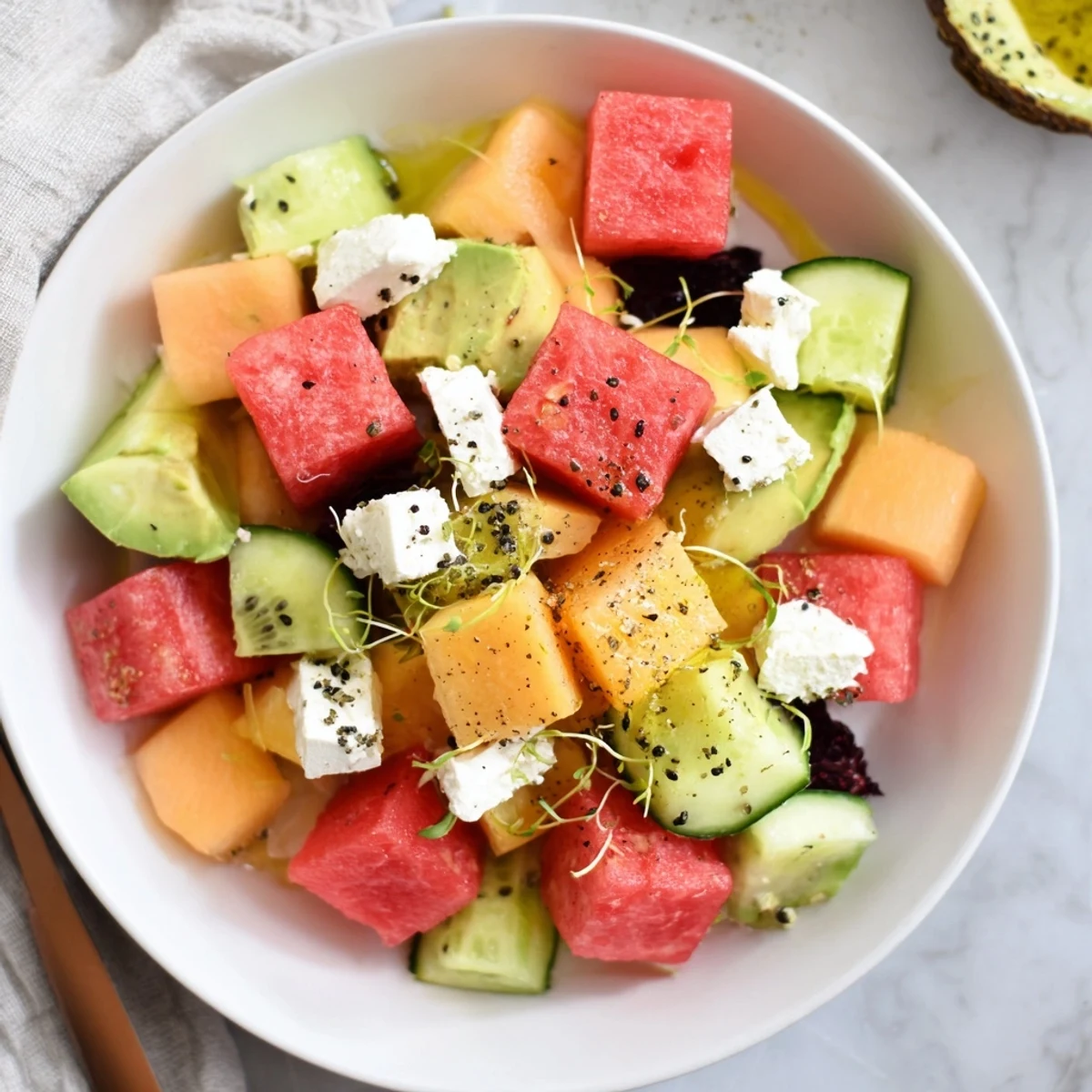 A visually stunning "Cube Geometry Study," showing precise arrangement of chilled, colorful fruit cubes.