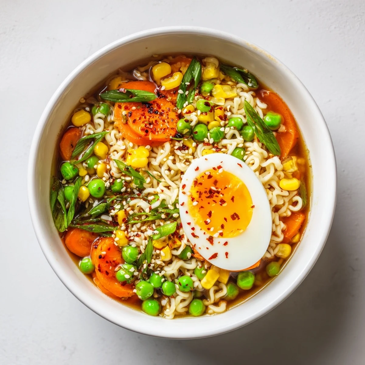 Vibrant image of Ramen Upgrade with Frozen Peas: a hearty, flavorful vegetarian ramen dish.