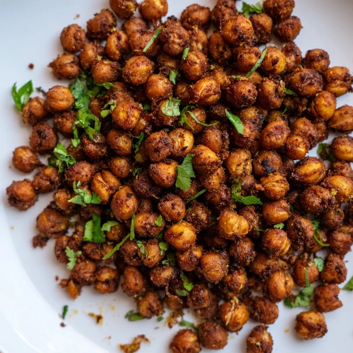 A baking sheet filled with a delicious harissa chickpea roast, perfect for a flavorful snack.