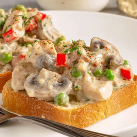 Chicken creamy mushroom toast
