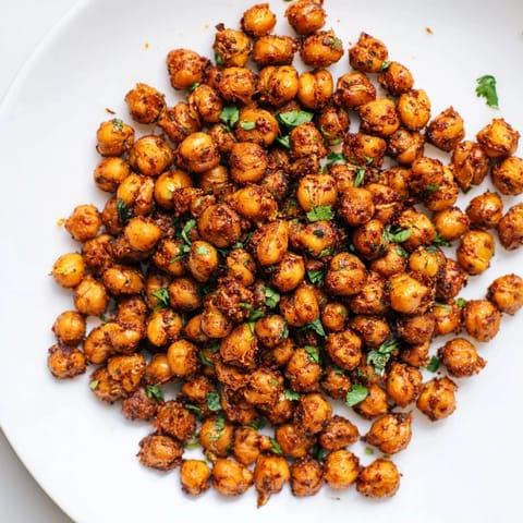 Spicy harissa chickpea roast, ready to enjoy with a vibrant, flavorful, crunchy bite.