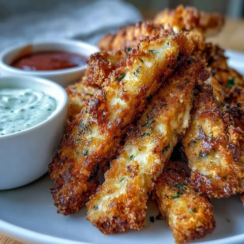 Crispy Baked Chicken Parmesan Fries are served hot from the oven, garnished with fresh parsley.