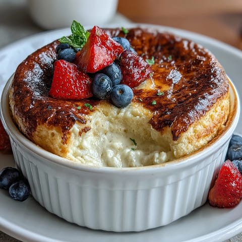 Baked Greek Yogurt with berries, a protein-packed breakfast baked until creamy and slightly jiggly.  