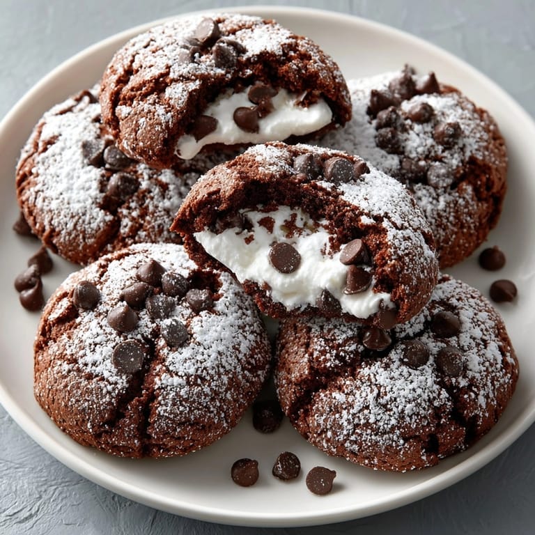 Imagine the rich chocolate flavor from these homemade Hot Cocoa Marshmallow-Stuffed Cookies; ready in minutes!