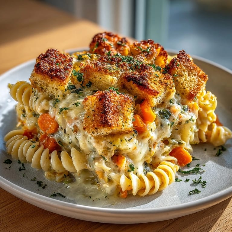 A bubbling image shows the Thanksgiving Stuffing-Inspired Pasta Bake, a hearty vegetarian main dish.