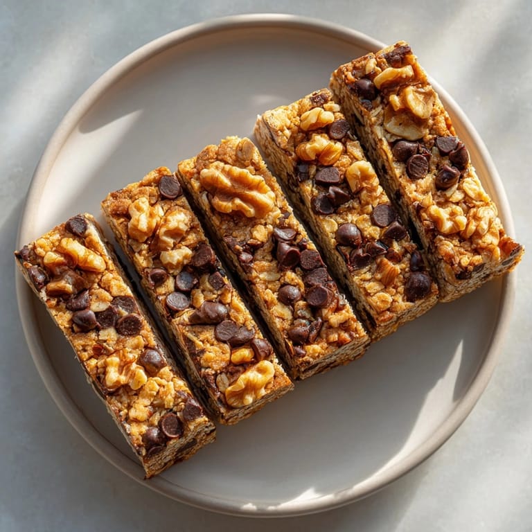 Close-up of moist Avocado Chocolate Chip Energy Bars featuring creamy avocado and gooey chocolate chips.