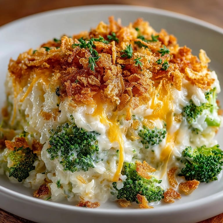 Creamy Cheesy Broccoli Rice Casserole with crispy Ritz topping&amp;mdash;family favorite comfort food!