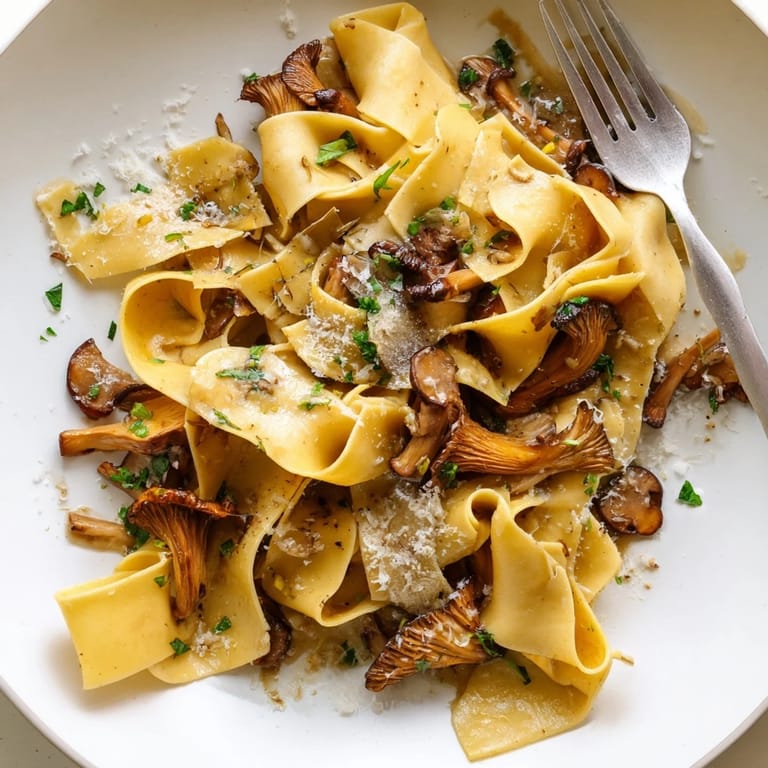 Savory fall pasta featuring rich brown butter and earthy wild mushrooms, divine comfort.