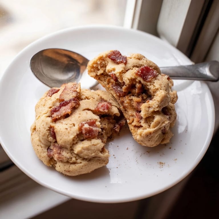 Chewy cookies infused with aromatic chai spices and crunchy bacon pieces for ultimate flavor.  