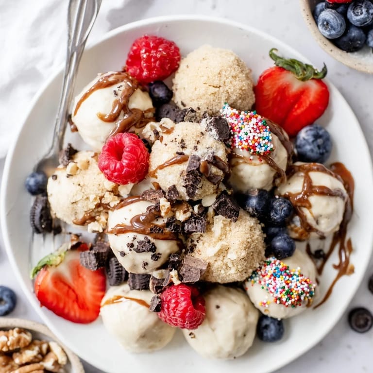 Interactive deconstructed dessert board with rich cheesecake bites and sweet topping options.