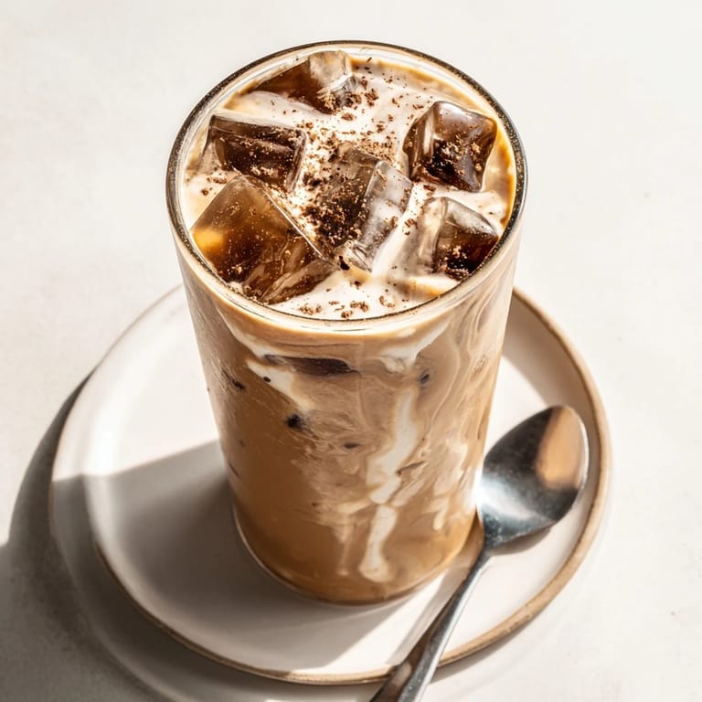 Chilled tahini iced coffee served in tall glasses, perfect for hot summer days.