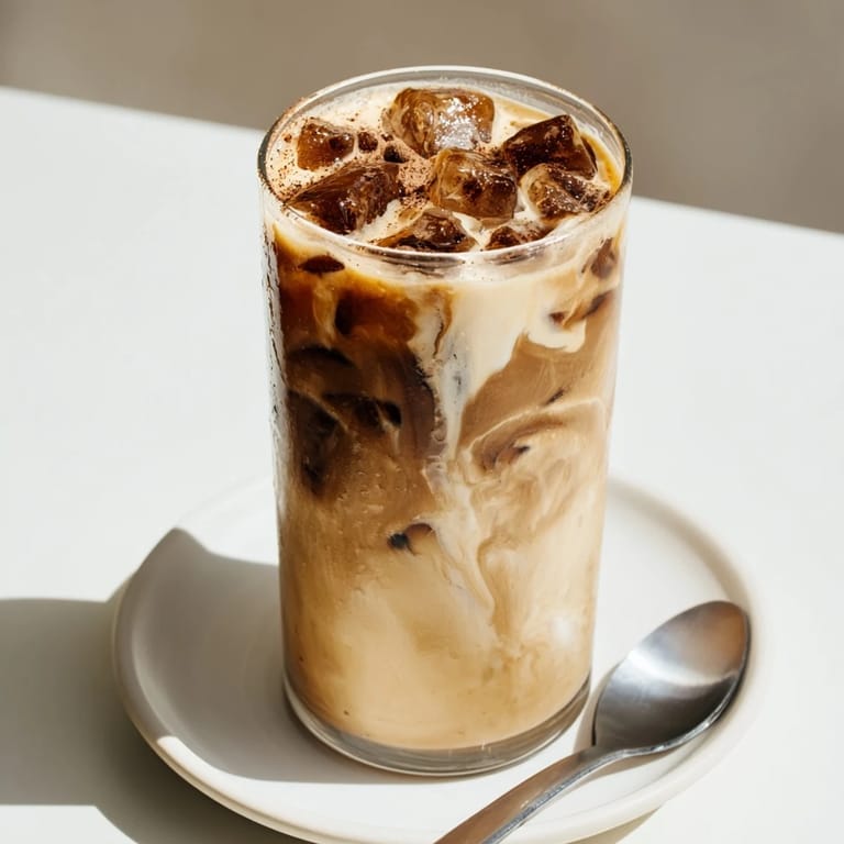 Refreshing tahini iced coffee blend, nutty flavors mingling with chilled cold brew.  