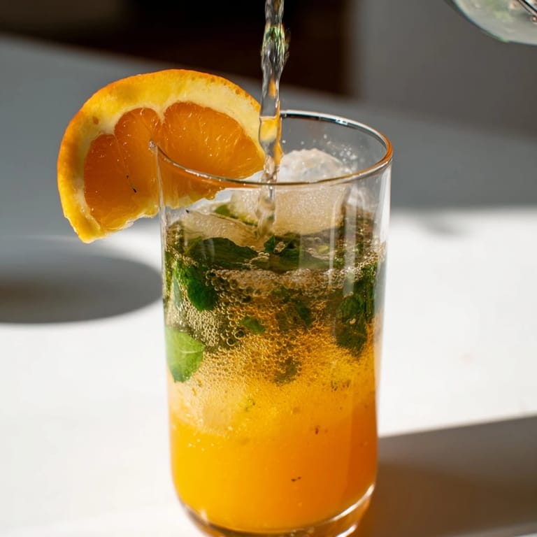 Sparkling homemade probiotic soda mocktail featuring zesty citrus and icy freshness.