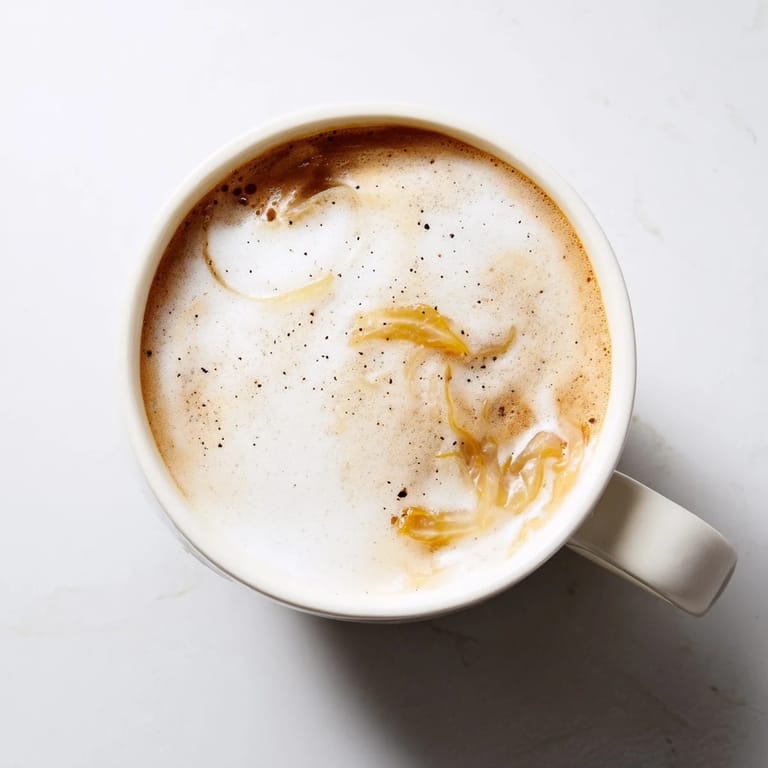 Rich and unique Onion Latte, blending caramelized flavors for a bold coffee experience.  