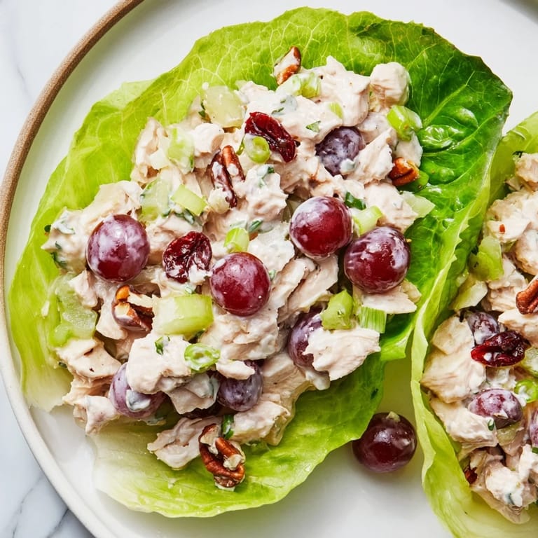 These light-filled Festive Chicken Salad Cups showcase diced chicken and fresh ingredients, perfect for any gathering.