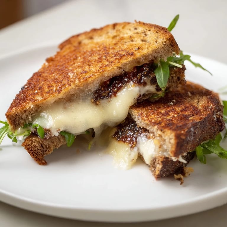 Imagine this: A beautifully melted Fig, Brie & Arugula Fancy Grilled Cheese, full of flavor!