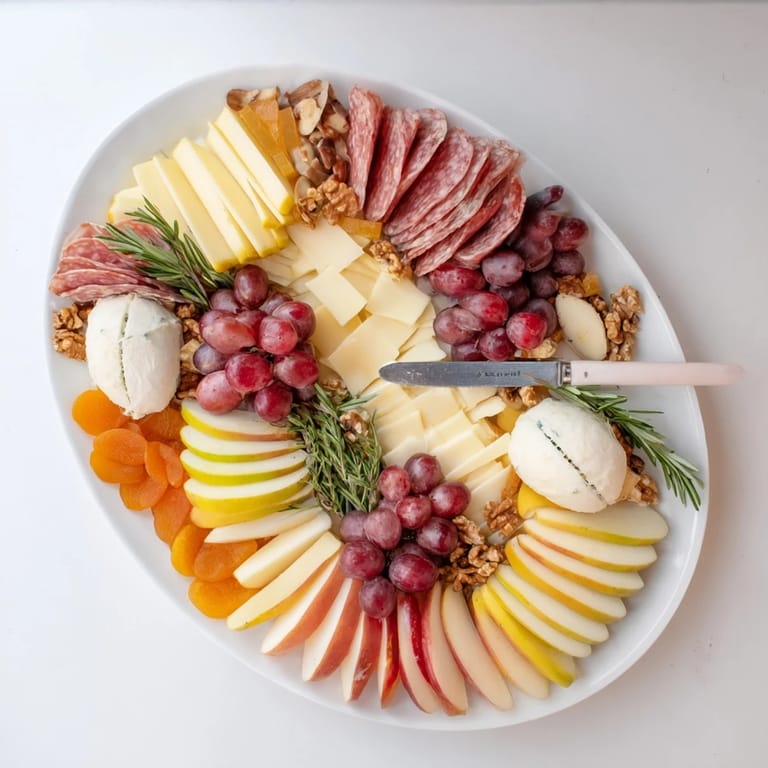 Vibrant rugby ball cheese board, a delicious spread featuring French cheeses with fruit and jam.