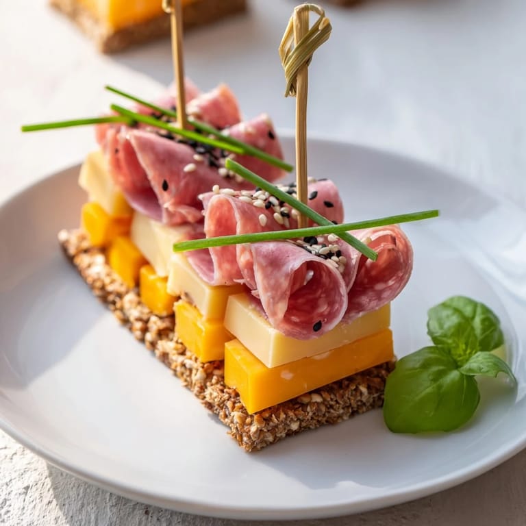 Appetizing Layered Urban Skyline showcases a delicious blend of textures and flavors in an enticing arrangement.