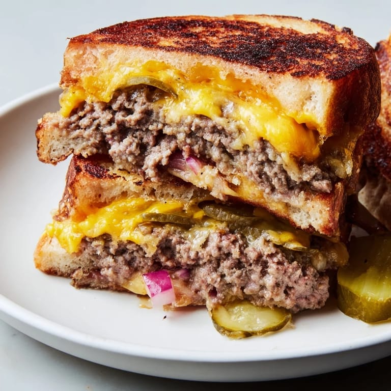 Imagine the crispy, buttery texture of a Smashed Burger Grilled Cheese, perfect for a hearty lunch.