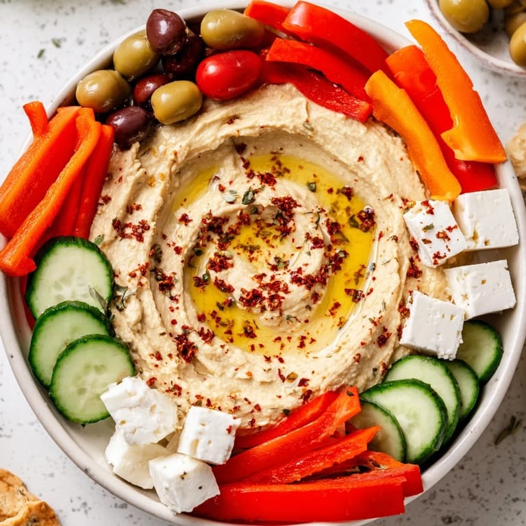 This delightful Middle Eastern Mezze Platter includes a variety of flavors, perfect for sharing and snacking bliss.