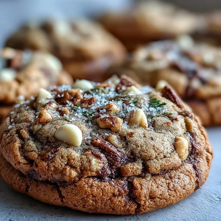 Freshly baked Brown Butter Hojicha & Earl Grey Cookies served alongside a steaming cup of hot tea.
