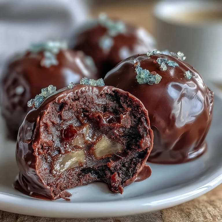 Velvety dark chocolate truffles encasing a luscious candied orange filling, perfect for gifting or indulging.