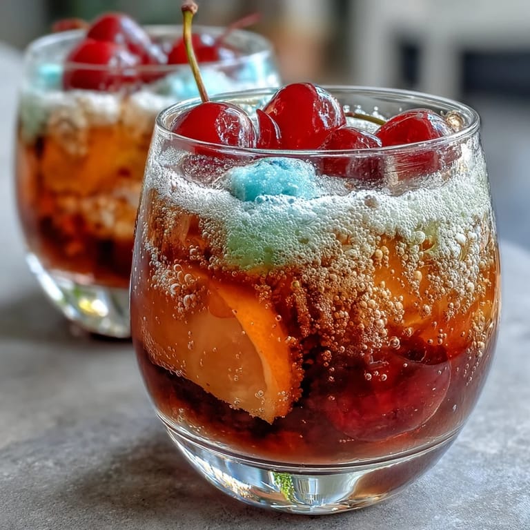 Colorful scoops of sherbet melt into bubbly Sprite and pineapple juice, creating a refreshing party drink.