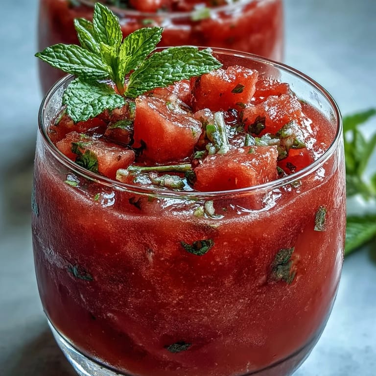 Easy Watermelon Mint Frosé, a delightfully slushy, vegan, and gluten-free alcohol-free rosé.